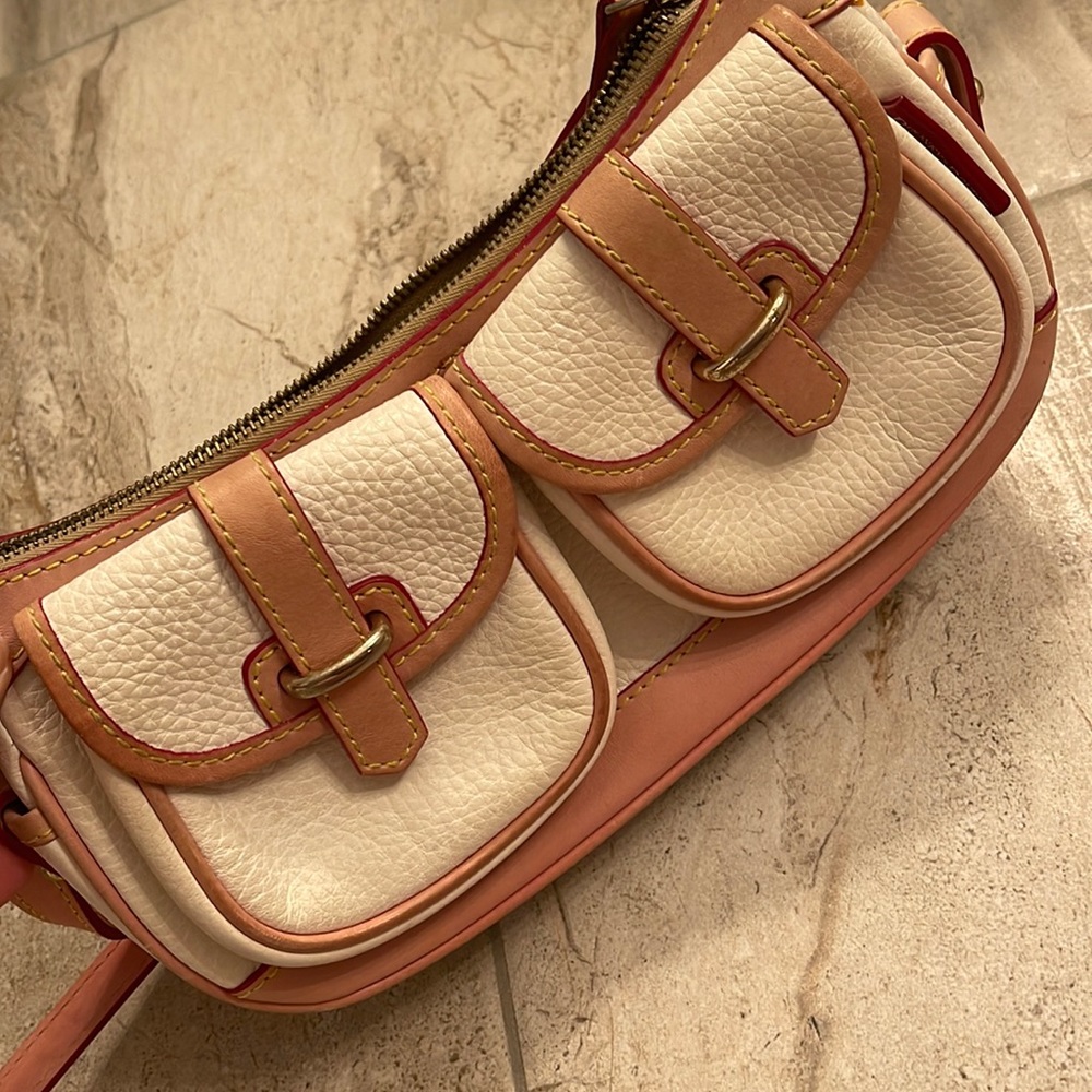 Dooney & Bourke purse-white & pink over the shoulder small bag. Great condition
